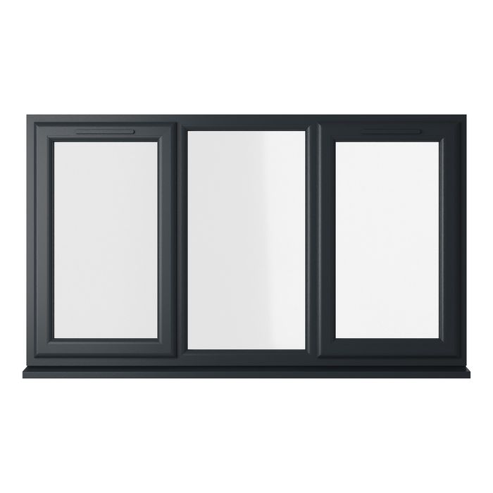 Crystal 3 Clear Glass Double Glazed uPVC Window - Grey and White -  Left and Right Hand