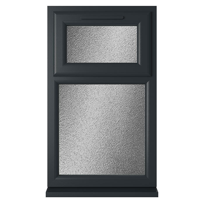 Crystal 2 Obscure Glass Double Glazed uPVC Window - Grey-White