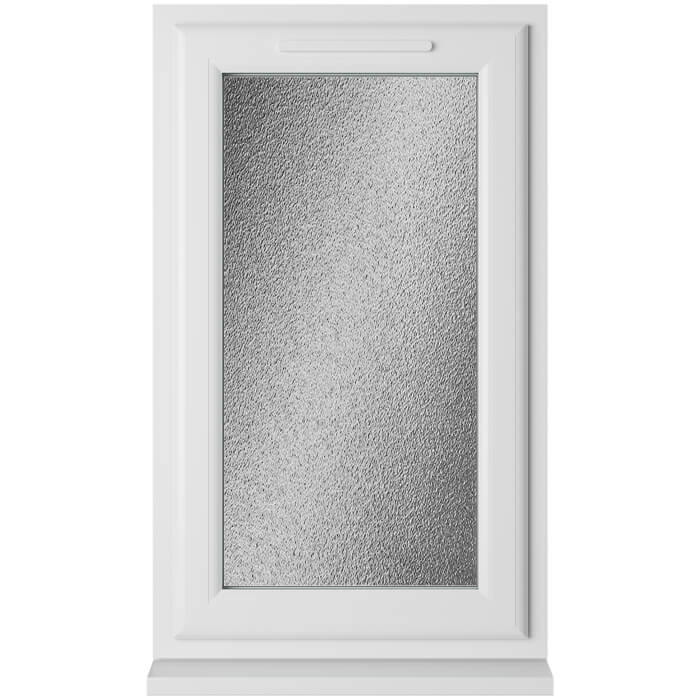 Crystal 1 Obscure Glass Double Glazed uPVC Window - White - Right Handed