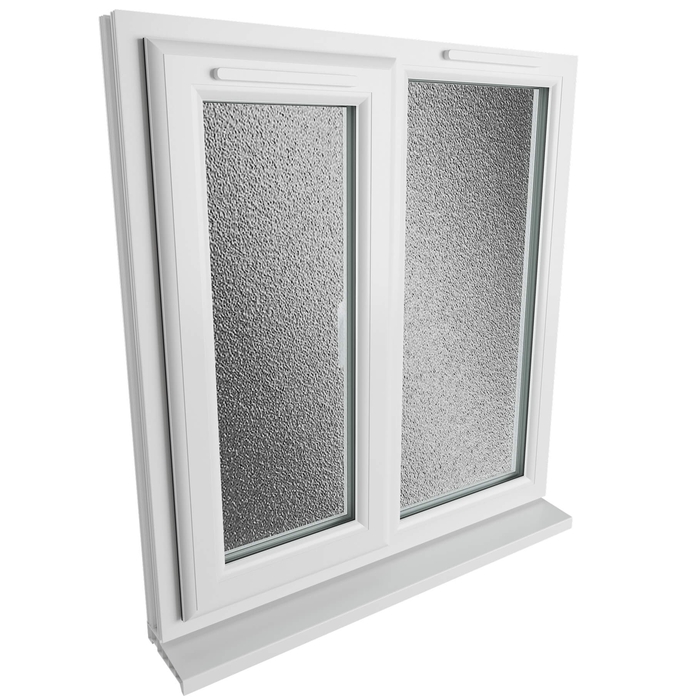 Crystal 2 Obscure Glass Double Glazed uPVC Window - White - Left Handed