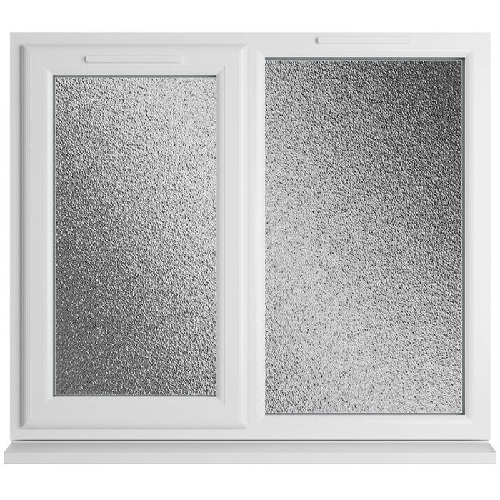 Crystal 2 Obscure Glass Double Glazed uPVC Window - White - Left Handed