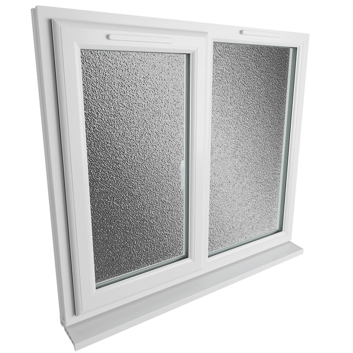 Crystal 2 Obscure Glass Double Glazed uPVC Window - White - Left Handed
