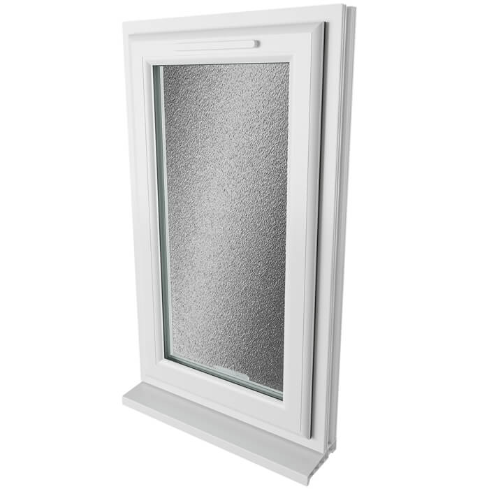 Crystal 1 Obscure Glass Double Glazed uPVC Window - White - Right Handed