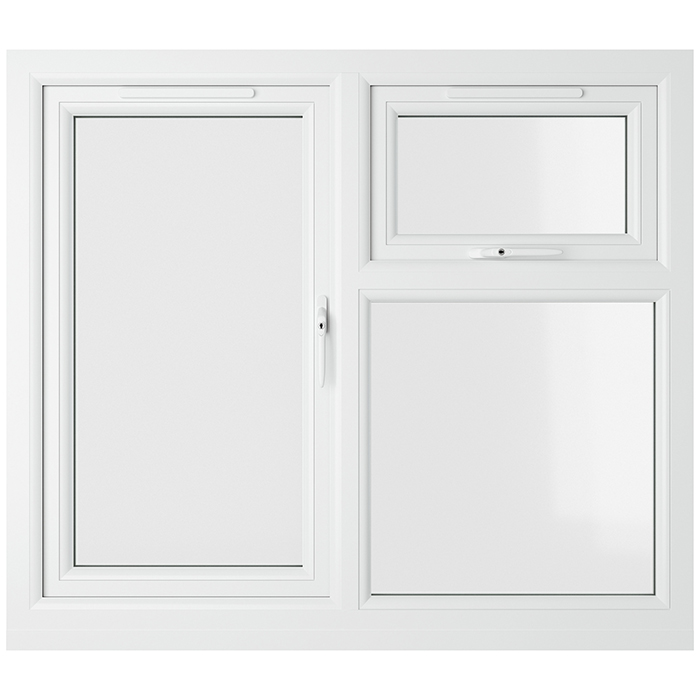 Crystal 3 Clear Glass Double Glazed uPVC Window - Agate and White - Right Handed