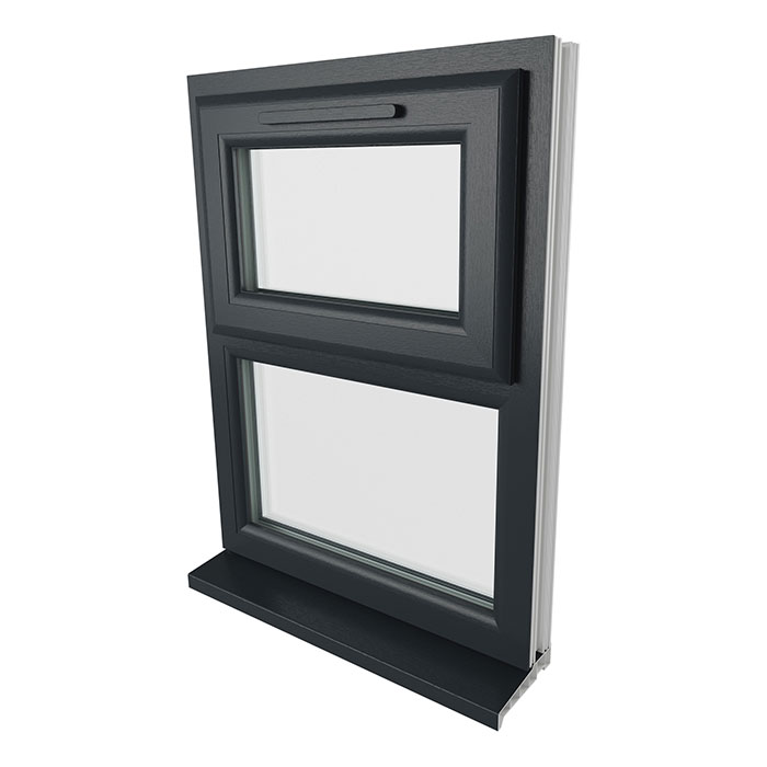 Crystal 2 Clear Glass Double Glazed uPVC Window - Grey-White