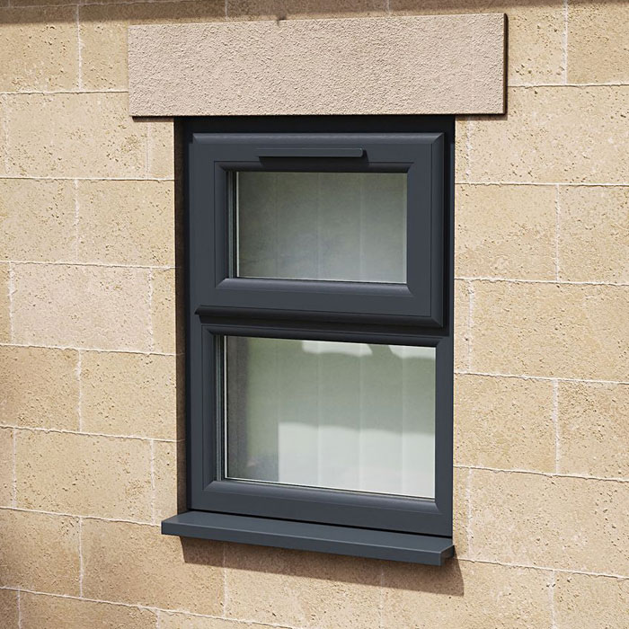 Crystal 2 Clear Glass Double Glazed uPVC Window - Grey-White