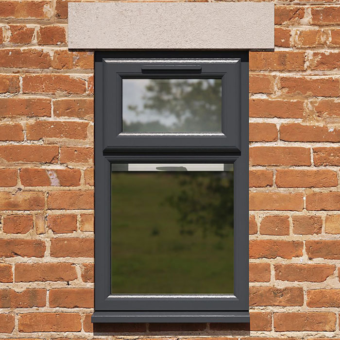 Crystal 2 Clear Glass Double Glazed uPVC Window - Grey-White