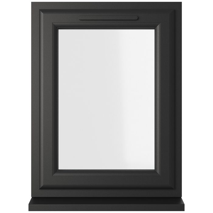 Crystal 1 Clear Glass Double Glazed uPVC Window - Black and White - Right Handed
