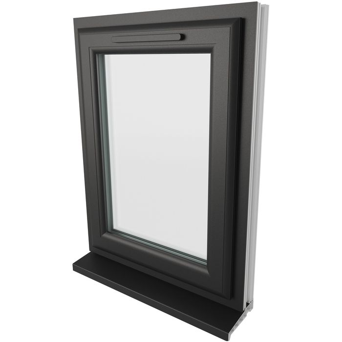 Crystal 1 Clear Glass Double Glazed uPVC Window - Black and White - Right Handed