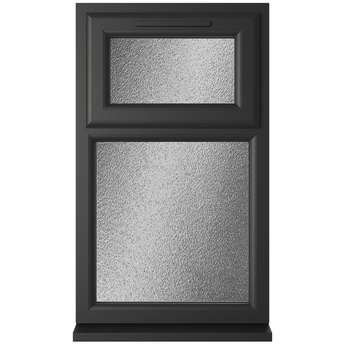 Crystal 2 Obscure Glass Double Glazed uPVC Window - Black and White