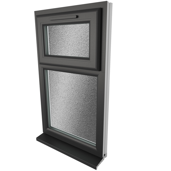 Crystal 2 Obscure Glass Double Glazed uPVC Window - Black and White