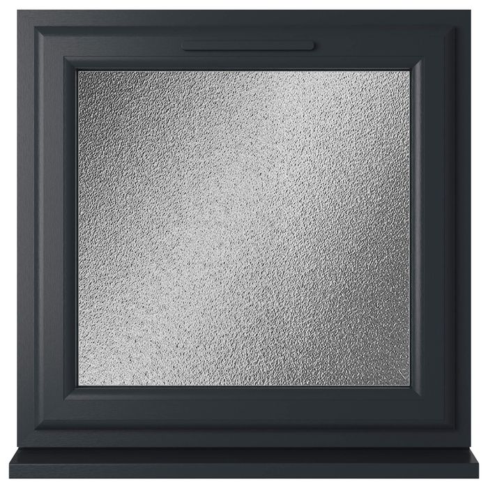 Crystal 1 Obscure Glass Double Glazed uPVC Window - Grey and White