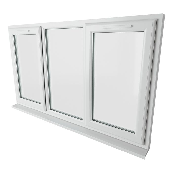 Crystal 3 Clear Glass Double Glazed uPVC Window - White -  Left and Right Hand
