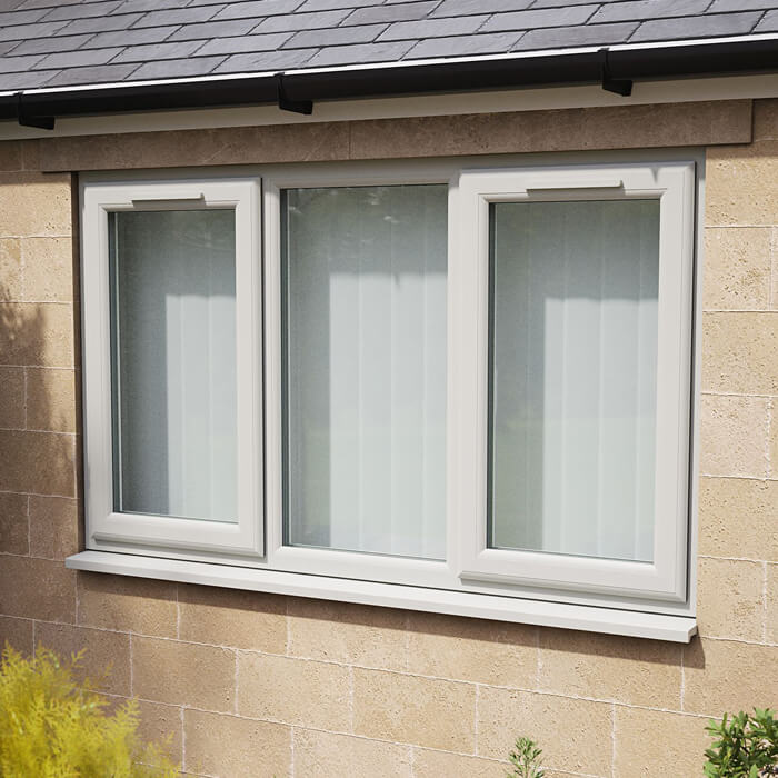 Crystal 3 Clear Glass Double Glazed uPVC Window - Agate and White - Left and Right Handed