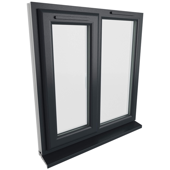 Crystal 2 Clear Glass Double Glazed uPVC Window - Grey and White - Left Handed
