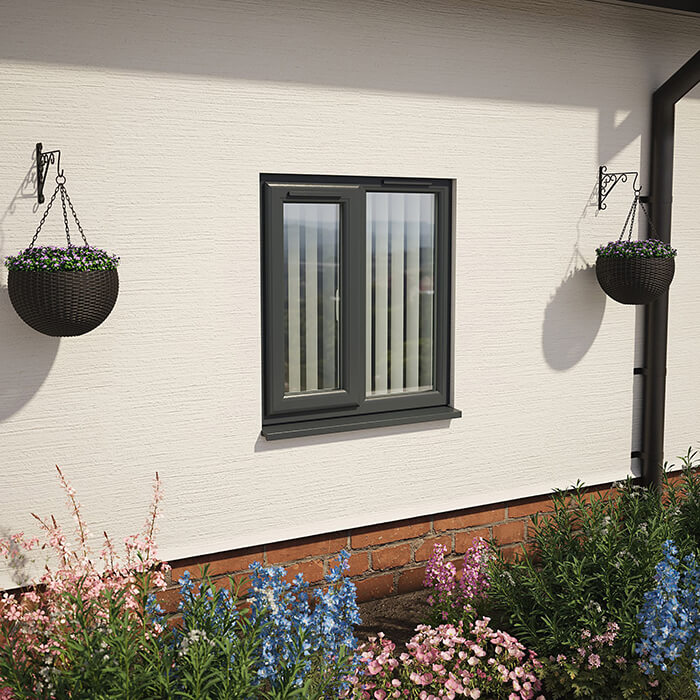 Crystal 2 Clear Glass Double Glazed uPVC Window - Grey and White - Left Handed