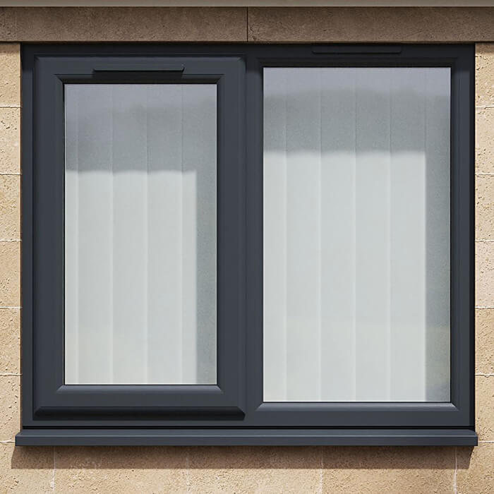 Crystal 2 Clear Glass Double Glazed uPVC Window - Grey and White - Left Handed