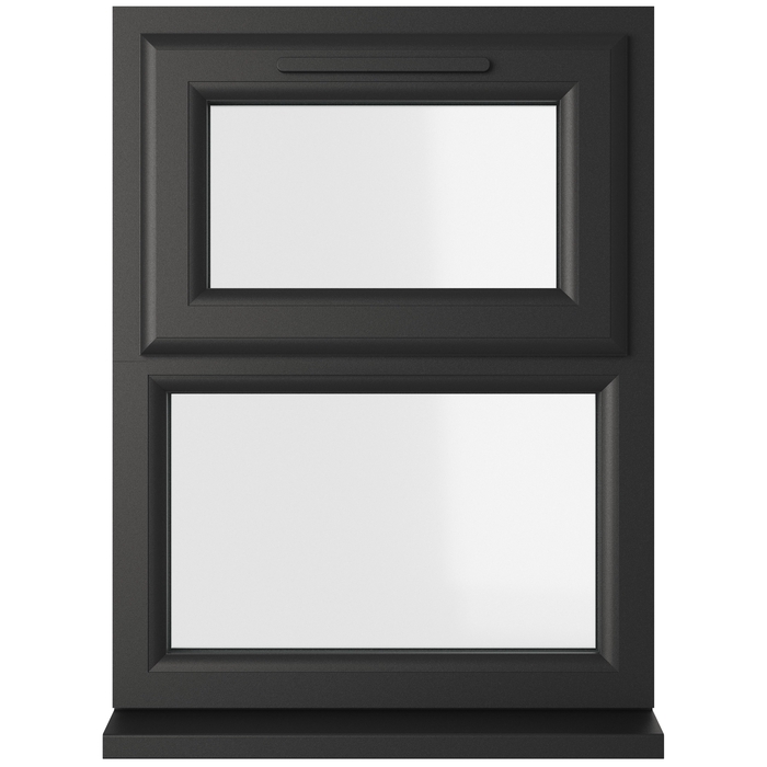 Crystal 2 Clear Glass Double Glazed uPVC Window - Black and White