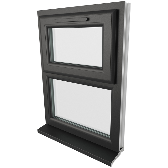Crystal 2 Clear Glass Double Glazed uPVC Window - Black and White
