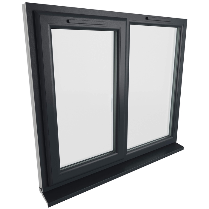 Crystal 2 Clear Glass Double Glazed uPVC Window - Grey and White - Left Handed