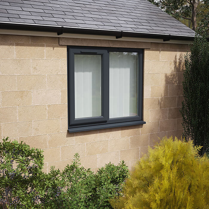 Crystal 2 Clear Glass Double Glazed uPVC Window - Grey and White - Left Handed