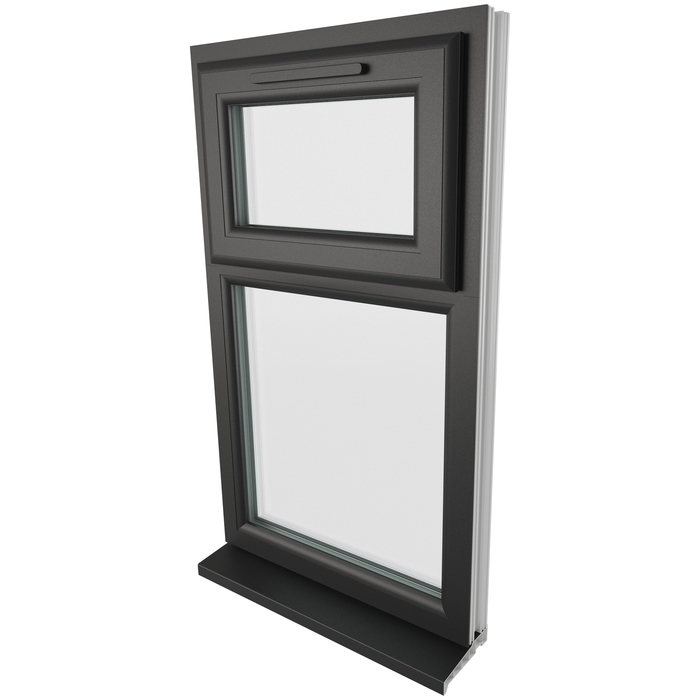 Crystal 2 Clear Glass Double Glazed uPVC Window - Black and White