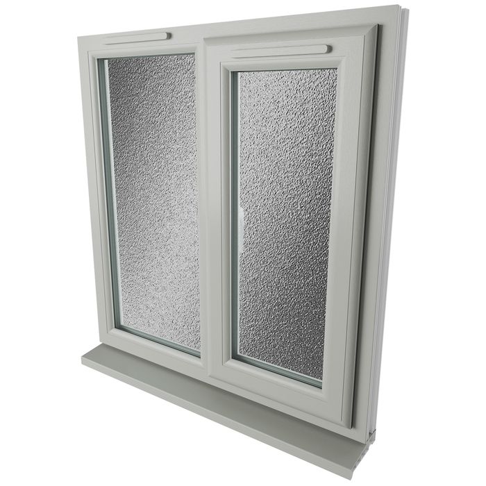 Crystal 2 Obscure Glass Double Glazed uPVC Window - Agate and White - Right Handed
