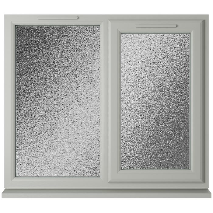 Crystal 2 Obscure Glass Double Glazed uPVC Window - Agate and White - Right Handed