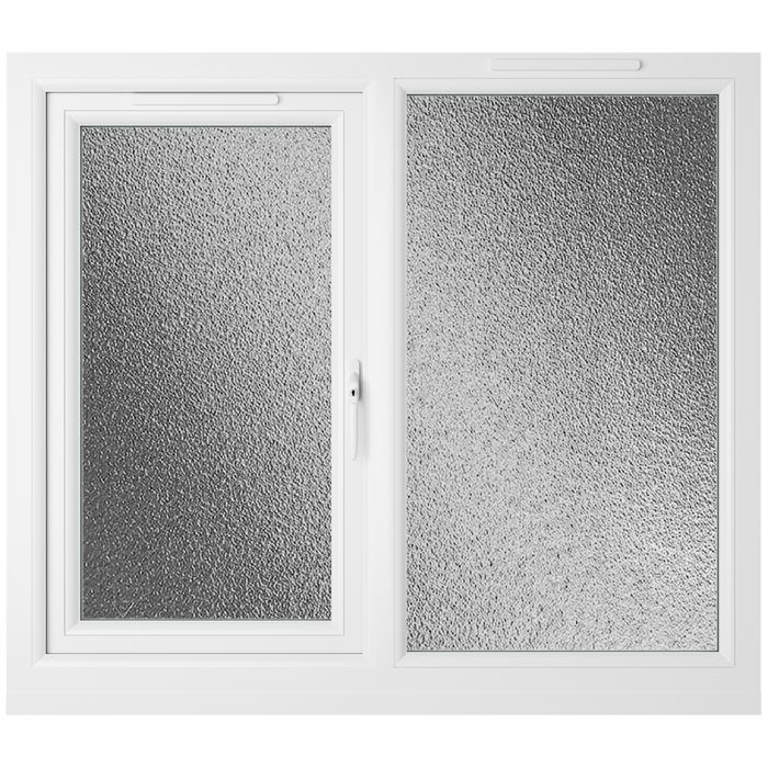 Crystal 2 Obscure Glass Double Glazed uPVC Window - Agate and White - Right Handed