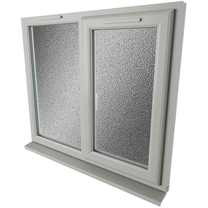 Crystal 2 Obscure Glass Double Glazed uPVC Window - Agate and White - Right Handed