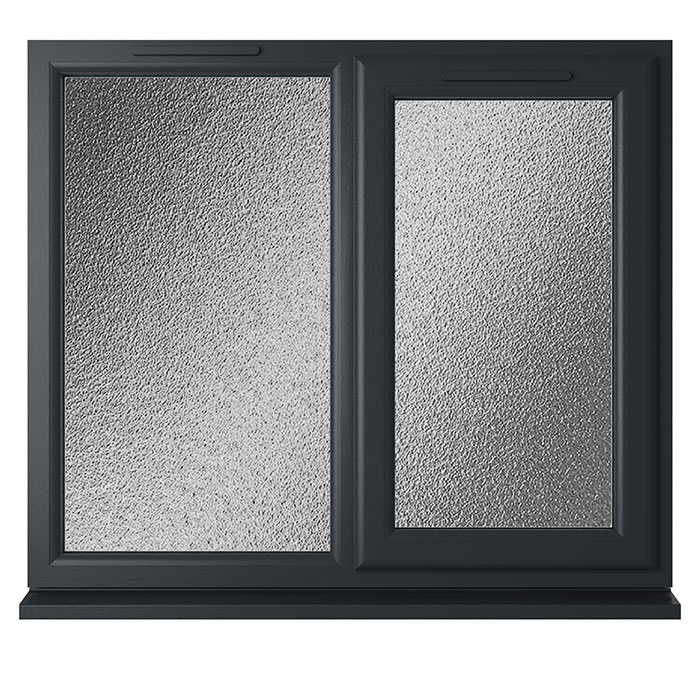 Crystal 2 Obscure Glass Triple Glazed uPVC Window - Grey and White - Right Handed
