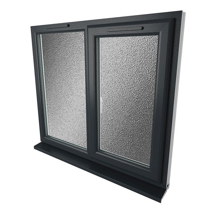 Crystal 2 Obscure Glass Triple Glazed uPVC Window - Grey and White - Right Handed