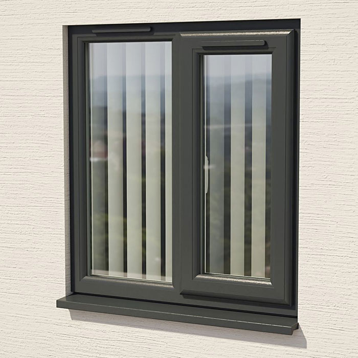 Crystal 2 Obscure Glass Triple Glazed uPVC Window - Grey and White - Right Handed