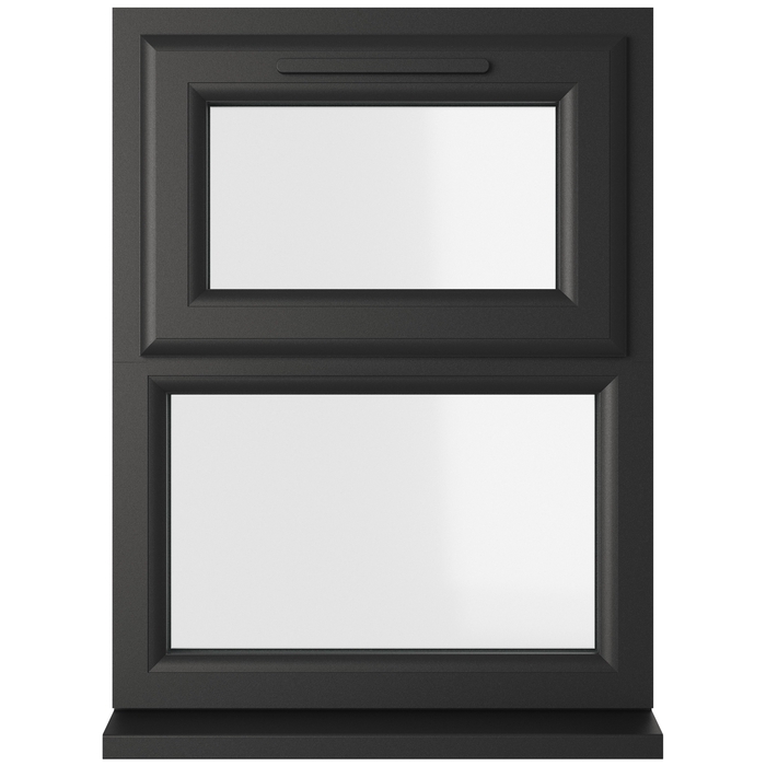 Crystal 2 Clear Glass Double Glazed uPVC Window - Black and White