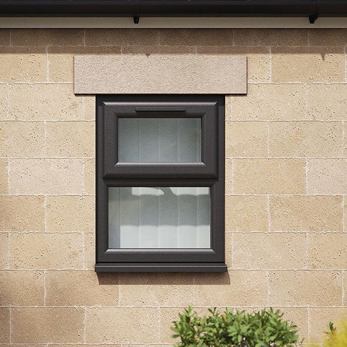 Crystal 2 Clear Glass Double Glazed uPVC Window - Black and White