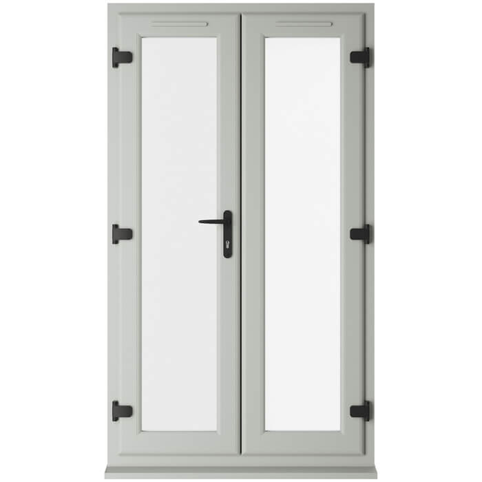 Crystal uPVC Left Hand External French Door with 2 Clear Double Glazed Light - Agate-White