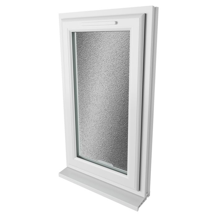 Crystal Obscure Glass Double Glazed uPVC Window - White - Left Handed