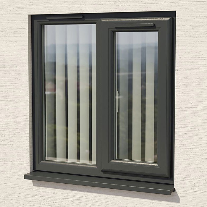 Crystal 2 Clear Glass Triple Glazed uPVC Window - Grey and White - Right Handed