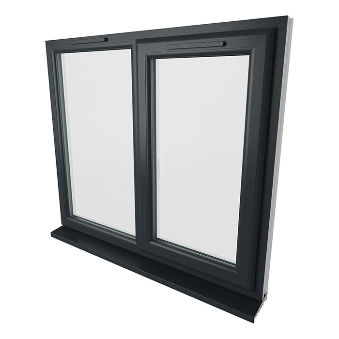 Crystal 2 Clear Glass Triple Glazed uPVC Window - Grey and White - Right Handed