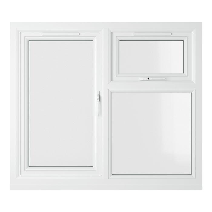 Crystal 3 Clear Glass Triple Glazed uPVC Window - White - Right Handed