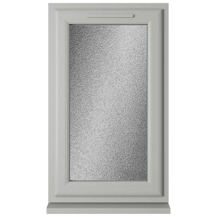 Crystal 1 Obscure Glass Double Glazed Side Hung uPVC Window - Agate and White - Left Hand