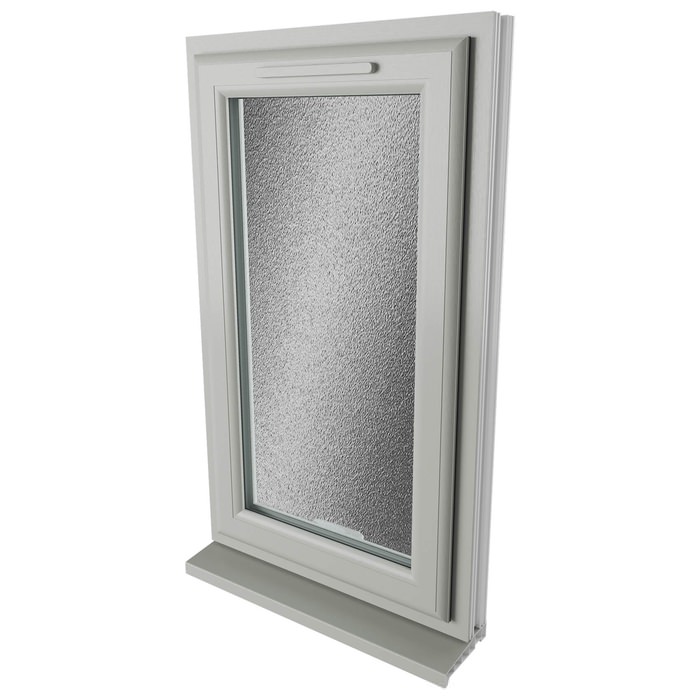 Crystal 1 Obscure Glass Double Glazed Side Hung uPVC Window - Agate and White - Left Hand