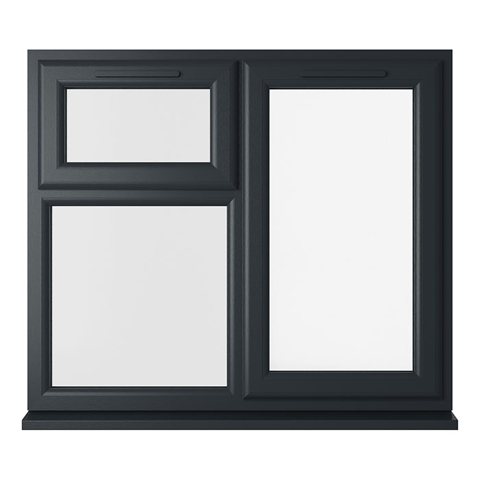 Crystal 3 Clear Glass Triple Glazed uPVC Window - Grey and White - Right Handed