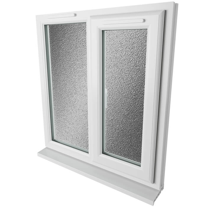 Crystal 2 Obscure Glass Double Glazed uPVC Window - White - Right Handed