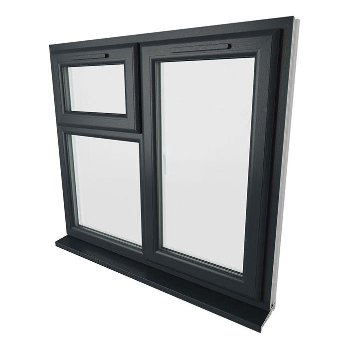 Crystal 3 Clear Glass Triple Glazed uPVC Window - Grey and White - Right Handed