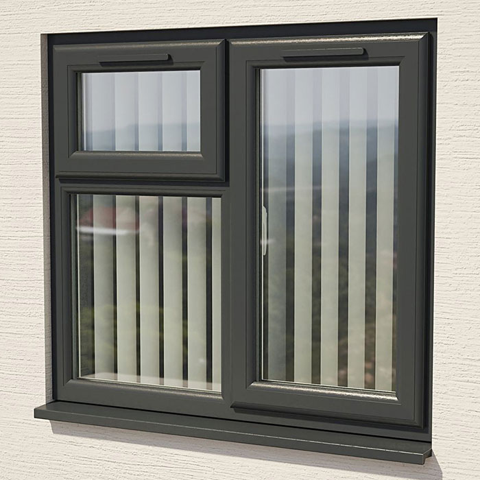 Crystal 3 Clear Glass Triple Glazed uPVC Window - Grey and White - Right Handed