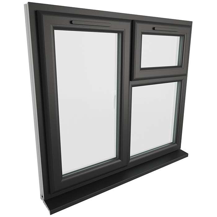Crystal 3 Clear Glass Double Glazed uPVC Window - Black and White - Left Handed