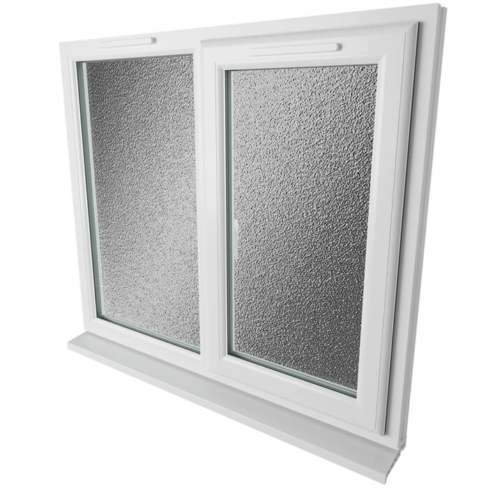 Crystal 2 Obscure Glass Double Glazed uPVC Window - White - Right Handed