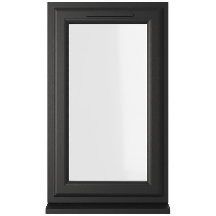 Crystal 1 Clear Glass Double Glazed uPVC Window - Black and White - Right Handed