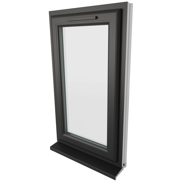 Crystal 1 Clear Glass Double Glazed uPVC Window - Black and White - Right Handed